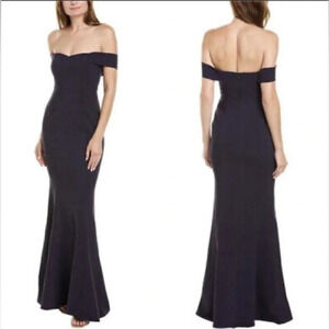 LOVE LIKELY Women’s Off the Shoulder Long Navy Blue Dress